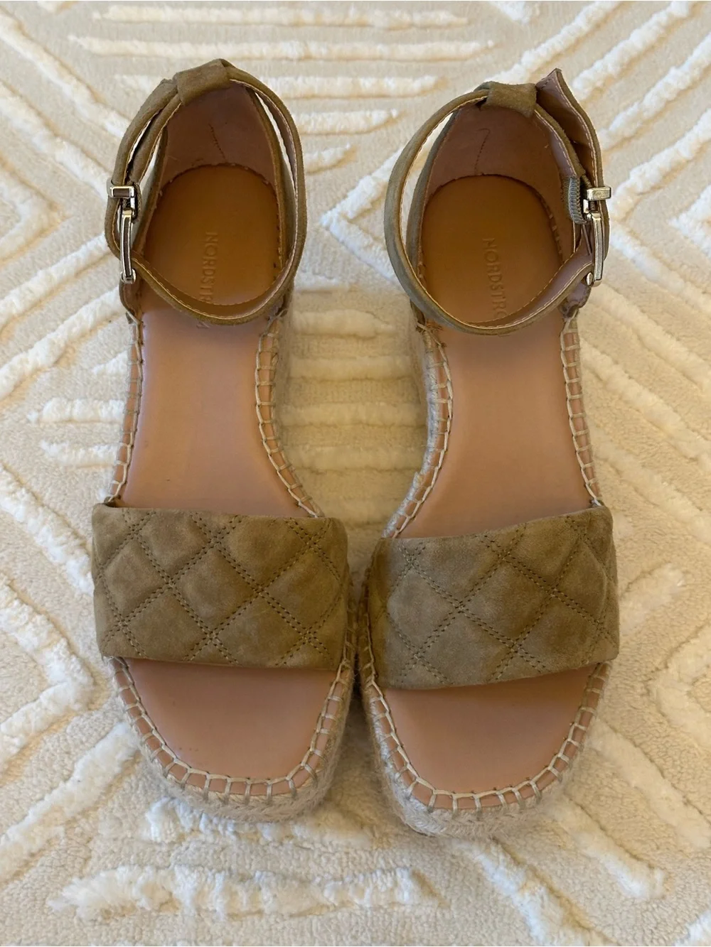 Nordstrom Carmen Olive Green Espadrille Wedge Sandals Boho Coastal Resort Size 6